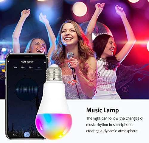 XIXIAN 9 W Wi-Fi Akıllı Ampul RGB + SKK 16 Milyon Renk E27 Akıllı Müzik Lamba APP Kontrol Eller-Serbest Ses Kontrolü