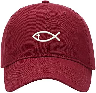 Beyzbol şapkası Erkekler Hıristiyan Balık Çapraz İşlemeli Yıkanmış Pamuk Baba Şapka beyzbol şapkası s
