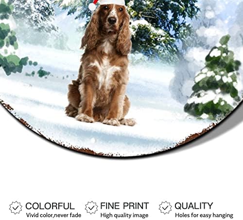 Kardan adam Noel Çelenk Işareti Kış Sahne Noel Şapka Köpek Yuvarlak Metal Tabela Ülke yılbaşı dekoru Retro Plak Metal