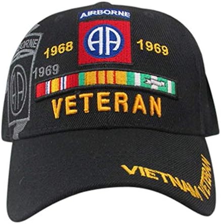 ABD Ordusu 82nd Havadan Vietnam Veteran Beyzbol Şapkası, Siyah, Bir Boyut