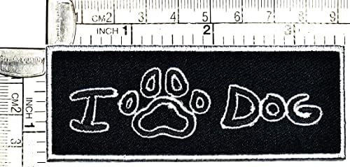 Kleenplus 2 adet. Seviyorum Köpek İşlemeli Demir on Yamalar Karikatür Kelimeler Sloganı Rozeti kumaş yapışkanı Giysi