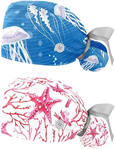 2 ADET Ayarlanabilir Çalışma Kapaklar Kabarık Şapka Düğmesi ile Esnek Bant Kravat Geri Fırçalama Şapka Kadın Kutup