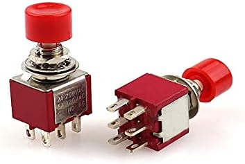 GANYUU Kırmızı 6 Pins SPDT Anlık AC 2A/250 V 5A / 120 V Basma Düğmesi Buton Anahtarı 1 NO 1 NC