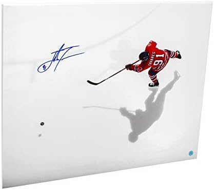 John Tavares Oshawa Generals İmzalı Tepegöz Slapshot 28x22 Sanat Tuvali-İmzalı NHL Sanatı