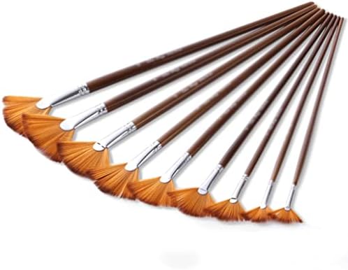 YEBDD 9-Pack Sanatçı Fırça Seti Naylon Ahşap Uzun Saplı Boya Fırçaları Akrilik Suluboya Yağlıboya