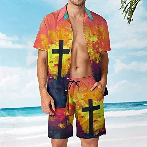 Erkek 2 Parça Kıyafetler Yaz Erkek Yaz Moda Eğlence Hawaii Sahil Tatil Plaj Dijital 3D Takım Elbise Palto