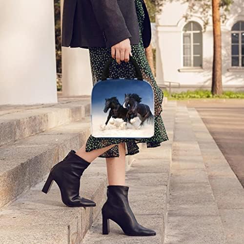 Öğle yemeği Çantası Siyah Atlar Dörtnala Taşınabilir yemek taşıma çantası Yalıtımlı yemek kabı Yeniden Kullanılabilir