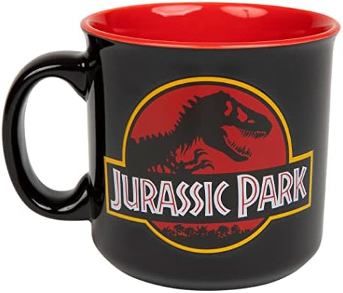 Gümüş Buffalo Jurassic Park Klasik Logo Siyah Seramik Camper Kupa / BPA Içermeyen Büyük Kahve Fincanı Espresso, çay