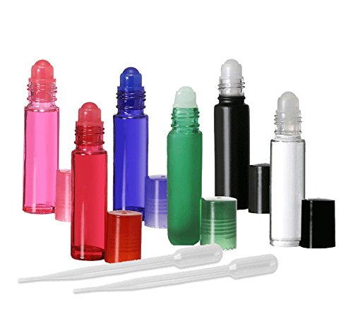 Şişelerde 12 Aromaterapi Cam Rulo 10ml, Çeşitli Renkler-Grand Parfums tarafından 12 Renkli Rollon Parfüm Şişesi Seti