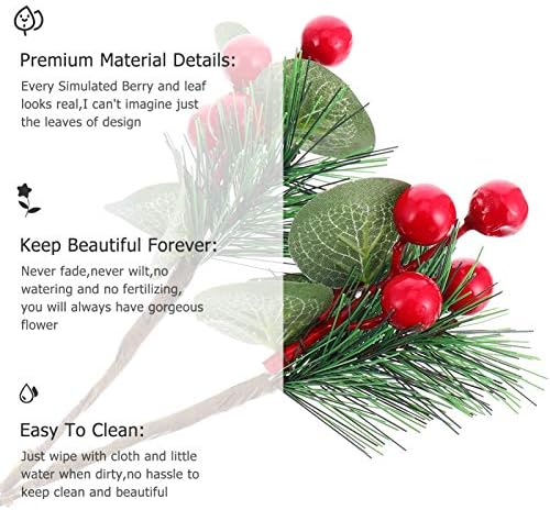Didiseaon Bitkiler Dekor Kırmızı Berry Çam Kozalakları Çam İğneleri Sapları Alır Yapay Kış Noel Meyveleri Dekor El