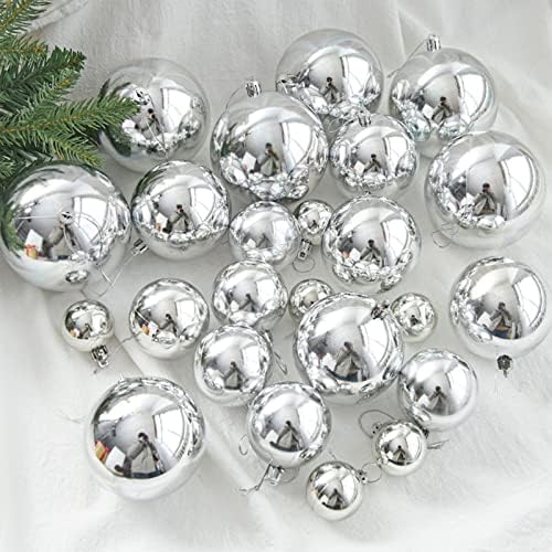 6 adet Noel Ağacı Renkli Top Kolye Gümüş Parlak Plastik Galvanik Noel Top Dekorasyon Düğün Dekorasyon Malzemeleri
