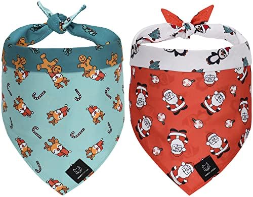 SHİBA LOGİC Noel Köpek Bandanaları 2'li Paket - XLarge-Küçük Orta ve Büyük Boy Kız ve Erkek Köpekler için Tersinir