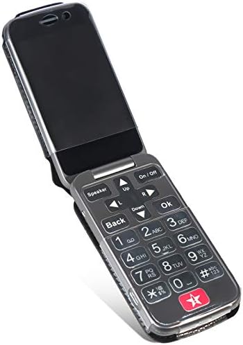 Jitterbug Flip2 için Kılıf, Nakedcellphone [Siyah Vegan Deri] Jitterbug Flip 2 Telefon için [Dahili Ekran Korumalı]