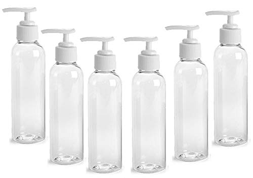 Grand Parfums Beyaz Losyon Pompalı Dağıtıcı (6'lı Paket) ile 4oz Şeffaf Boş PET Plastik Pompa Şişeleri, Losyonlar,