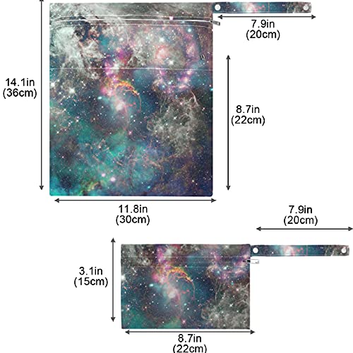 visesunny Bulutsusu Galaksisi ve Yıldızları Fermuarlı Cepli 2 Adet ıslak çanta Yıkanabilir Kullanımlık Seyahat için