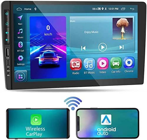 Apple Carplay/Android Auto/Ayna Bağlantılı Android Çift Din Araç Stereo Sistemi, Yedek Kameralı 2 + 32G Bluetooth