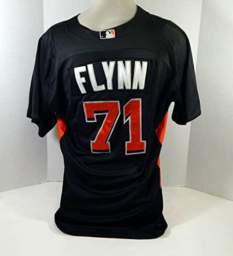 2012-13 Miami Marlins Brian Flynn 71 Oyun Kullanılmış Siyah Forma ST BP 46 DP18382 - Oyun Kullanılmış MLB Formaları