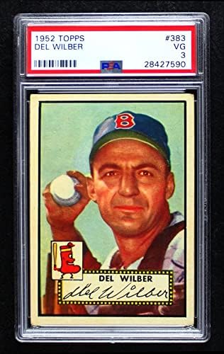 1952 Topps 383 Del Wilber Boston Red Sox (Beyzbol Kartı) PSA PSA 3.00 Red Sox