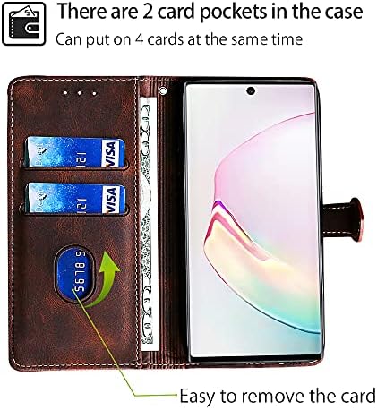 CSTM CSTMCASE deri cüzdan Kılıf için Galaxy Not 10, Samsung Not 10 Kılıf, Flip Folio Kitap Kredi kart tutucu Darbeye