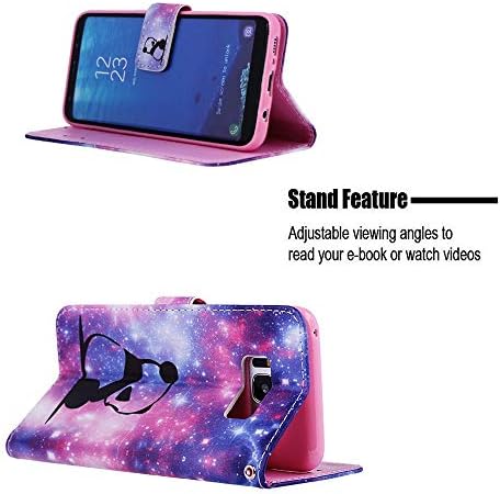 MEİKONST Galaxy S8 kılıf Şık Renkli Boyalı PU Deri Cüzdan Çevir Kart Tutucu Kickstand Kitap Stil Manyetik Kapak Samsung