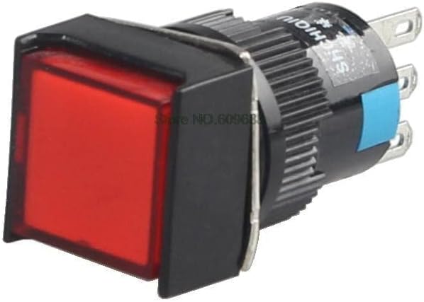 LA16F-11DZ LED Mandallama basmalı düğme anahtarı 16MM (AL6F-A) Işıklı - (Sarı Renk, Voltaj: 12V)