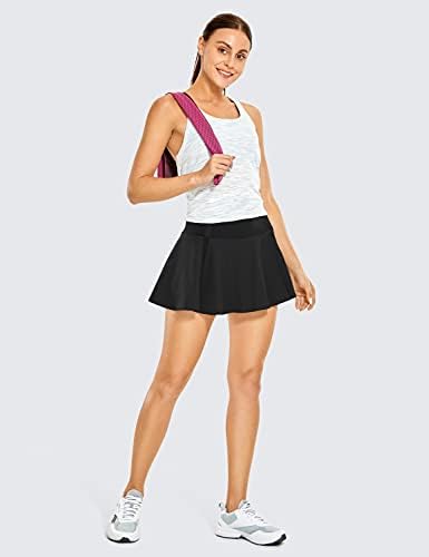 CRZ YOGA kadın Yüksek Waisted Pileli Tenis Etekler Hafif Atletik Egzersiz Koşu Spor Golf Skorts Cepler ile
