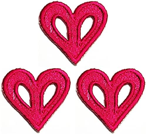 Kleenplus 3 adet. Mini Pembe Kalp Yamalar Sticker Kalp Barış Aşk Karikatür Nakış Demir On Kumaş Aplike DIY Dikiş