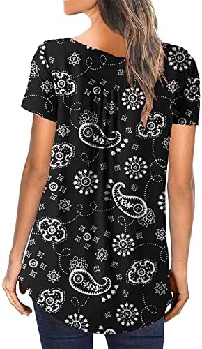 Kadın Üstleri Artı Boyutu Gizlemek Göbek Tunik 2023 Yaz Kısa Kollu T Shirt Henley Sevimli Tişörtleri Şık Casual Bluzlar
