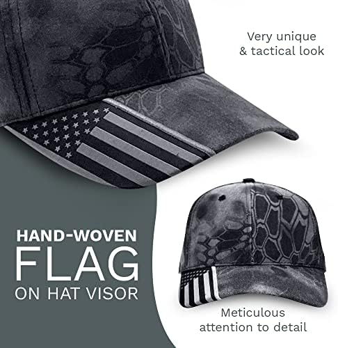Amerikan Bayrağı Şapka, Dokuma ABD Bayrağı ile Kamufle Vatansever Taktik Şapka, Siyah Camo Klasik Ayarlanabilir Beyzbol