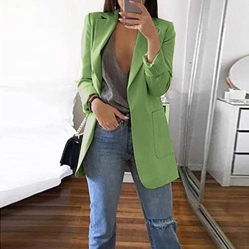 Kadınlar Uzun Takım Elbise Ceket Moda Düz Renk Uzun Kollu Ofis İş Rahat Ceket Artı Boyutu Hırka Blazer Tops