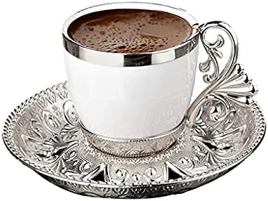 SXNBH Türk Kahve Fincanı Tabaklar Seti 6 Kişi Porselen 4 OZ Kahve Espresso Kadın Erkek Hediye Eve Taşınma Doğum Günü