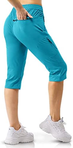 33.000 ft kadın Kapri golf pantolonları Rahat Hızlı Kuru UPF 50+ Hafif Streç Kargo yürüyüş cepli pantolon
