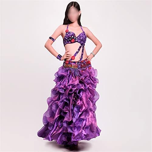 GFDFD Karnaval Kostüm kadın Takım Elbise Oryantal dans kostümü Dans Sutyen Kemer Büyük Etek Performans Kostüm (Renk: